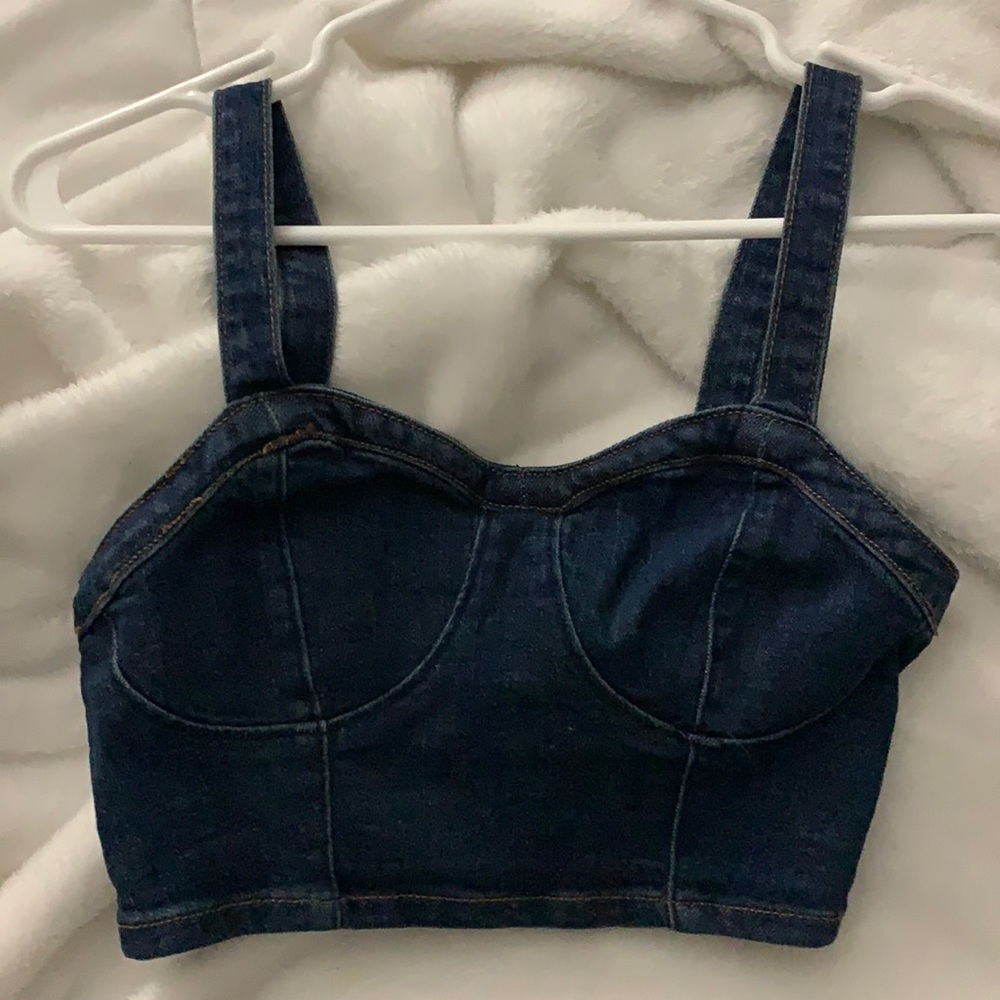 denim bustier crop top